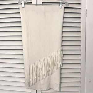 7th Avenue New York and Company Size Small Fringe White Midi Bodycon Knit Skirt